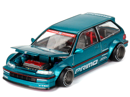 Honda Civic (EF) Kaido Works V1 Blue Metallic (Designed by Jun Imai) "Kaido House" Special 1/64 Diecast Model Car by Mini GT