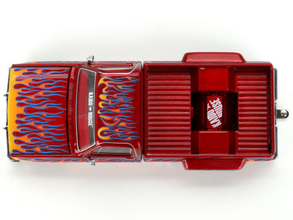 Chevrolet Silverado Dually Pickup Truck "On Fire V1" Red Metallic with Flames and Red Interior (Designed by Jun Imai) "Kaido House" Special 1/64 Diecast Model Car by Mini GT