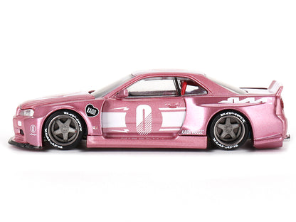 Nissan Skyline GT-R (R34) "KAIDO RACING FACTORY V1" RHD (Right Hand Drive) #0 Pink Metallic (Designed by Jun Imai) "Kaido House" Special 1/64 Diecast Model Car by Mini GT