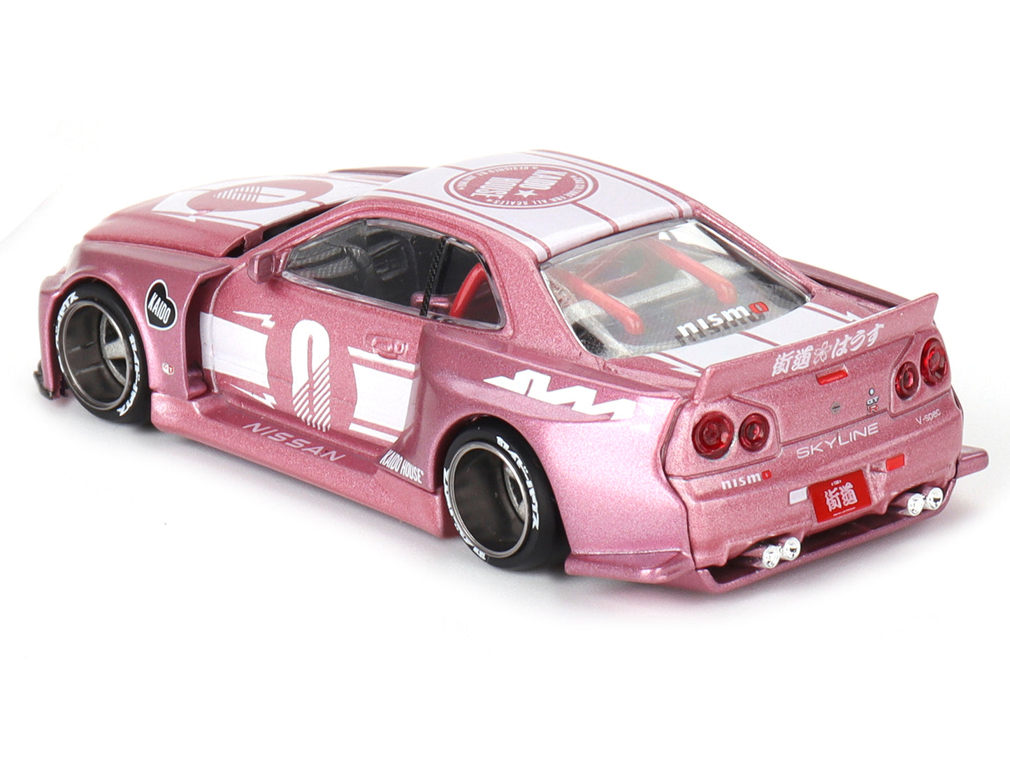 Nissan Skyline GT-R (R34) "KAIDO RACING FACTORY V1" RHD (Right Hand Drive) #0 Pink Metallic (Designed by Jun Imai) "Kaido House" Special 1/64 Diecast Model Car by Mini GT