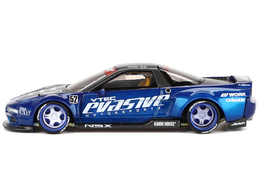 Honda NSX "Evasive V2" #52 Blue Metallic with Carbon Top (Designed by Jun Imai) "Kaido House" Special 1/64 Diecast Model Car by Mini GT