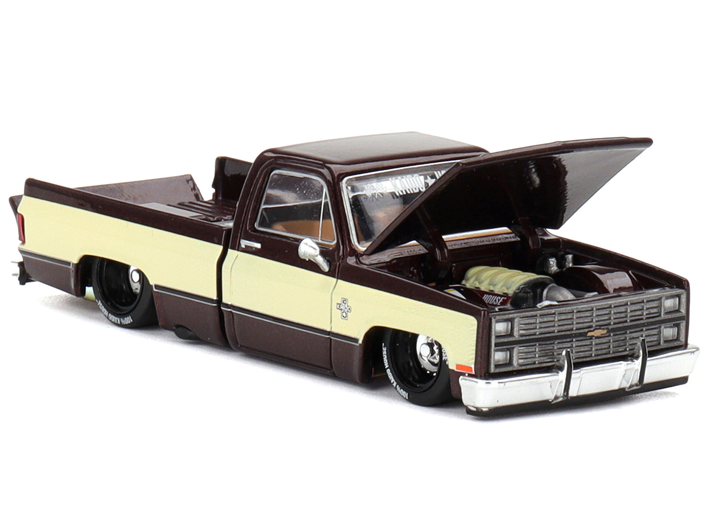 Chevrolet Silverado Pickup Truck "KAIDO Vintage Spec V1" Brown with Cream Sides (Designed by Jun Imai) "Kaido House" Special 1/64 Diecast Model Car by Mini GT