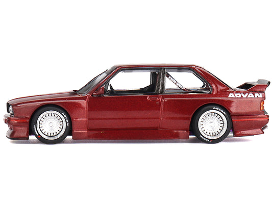 BMW M3 (E30) "Kaido GT V1" Red Metallic with Graphics (Designed by Jun Imai) "Kaido House" Special 1/64 Diecast Model Car by Mini GT