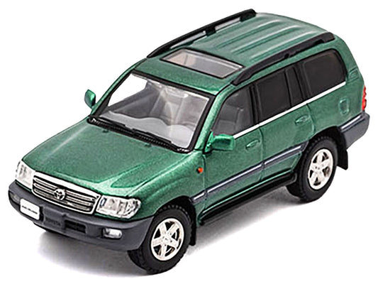 Toyota Land Cruiser 100 Green Metallic with Roof Rack 1/64 Diecast Model Car by GCD