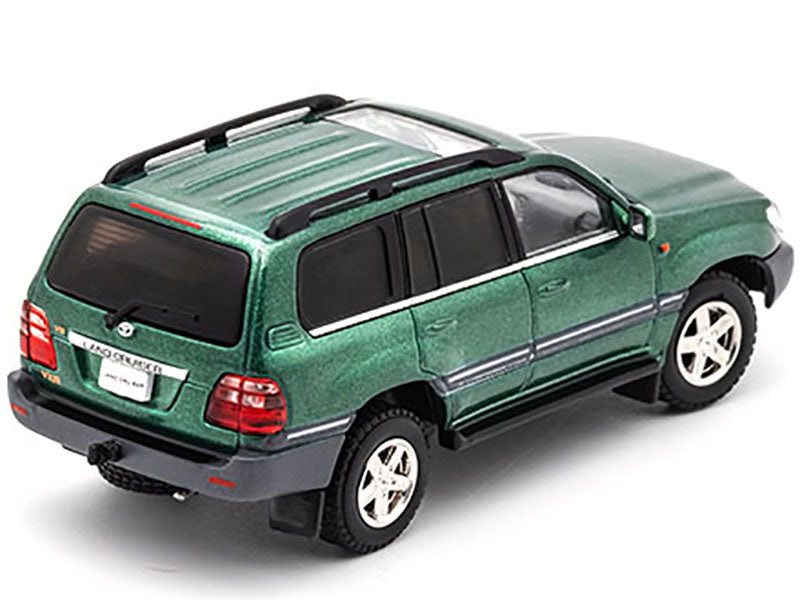 Toyota Land Cruiser 100 Green Metallic with Roof Rack 1/64 Diecast Model Car by GCD