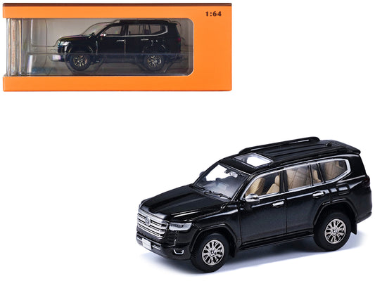 Toyota Land Cruiser 300 Black 1/64 Diecast Model Car by GCD