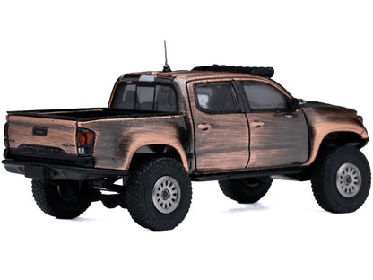 Toyota Tacoma Pre-Runner Pickup Truck Brushed Bronze Metallic with Carbon Hood 1/64 Diecast Model Car by GCD