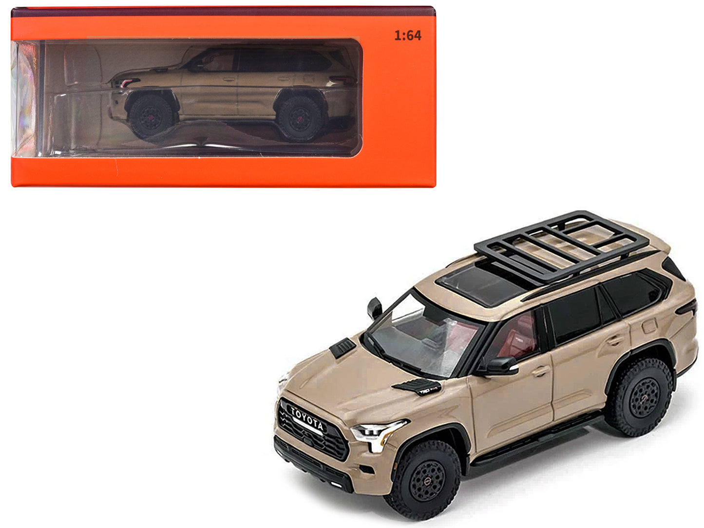 Toyota Sequoia TRD Pro Quicksand Beige with Roofrack 1/64 Diecast Model Car by GCD