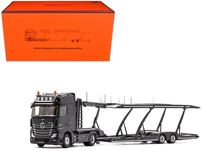 Mercedes-Benz Actros Auto Transporter Black 1/64 Diecast Model by GCD