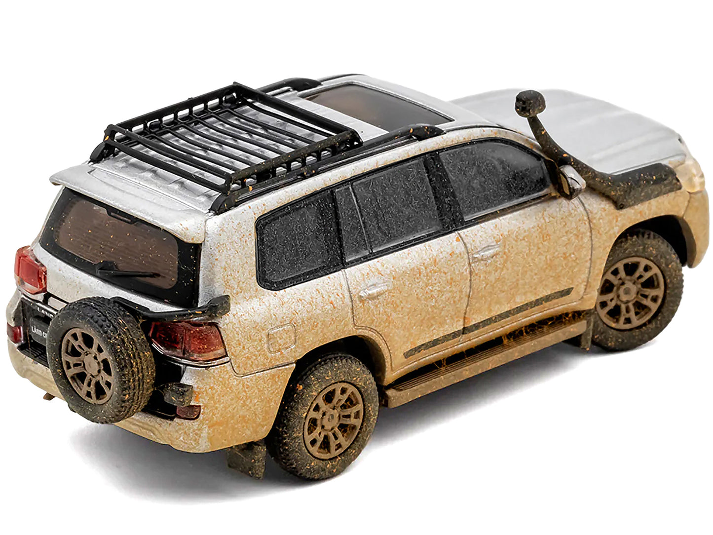 2015 Toyota Land Cruiser (200) Silver Metallic (Dirty Version) with Roof Rack 1/64 Diecast Model Car by GCD