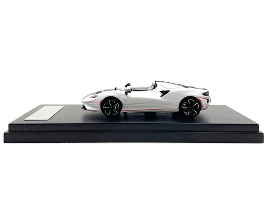 McLaren Elva Convertible White with Carbon and Red Stripes 1/64 Diecast Model Car by LCD Models