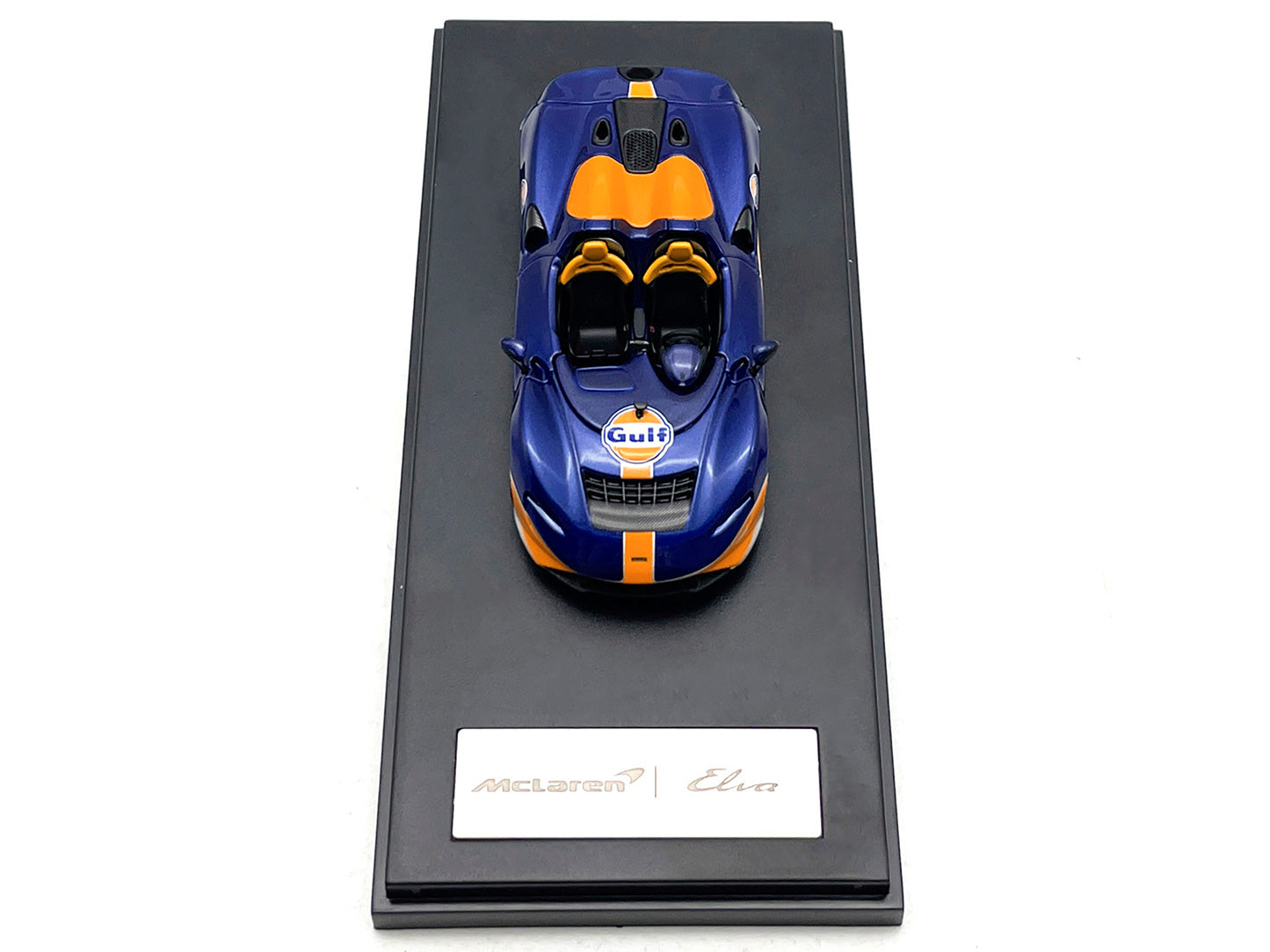 McLaren Elva Convertible Dark Blue Metallic with Orange Accents "Gulf Oil" 1/64 Diecast Model Car by LCD Models