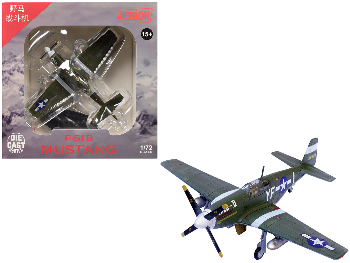 North American P-51B Mustang Aircraft "Ole-II 358th Fighter Squadron 355th Fighter Group Steeple Morden Strafers" (1944) United States Army Air Forces 1/72 Diecast Model Airplane by Legion