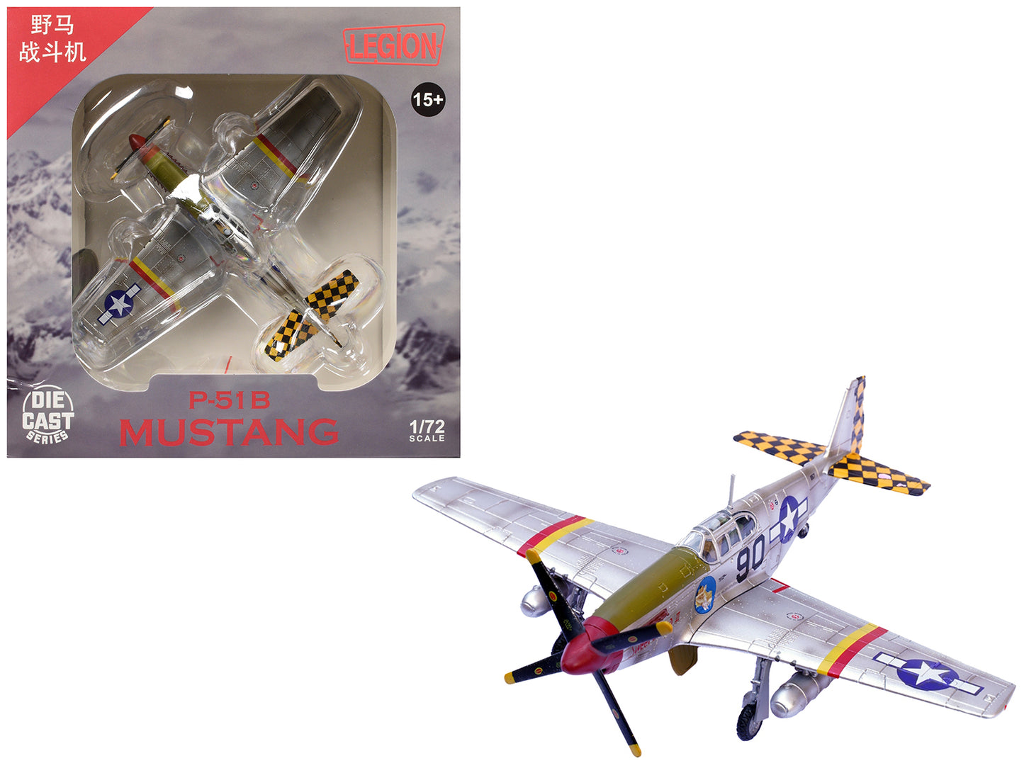 North American P-51B Mustang Aircraft "Sweet Clara II 319th Fighter Squadron 325th Fighter Group" (1944) United States Army Air Forces 1/72 Diecast Model Airplane by Legion