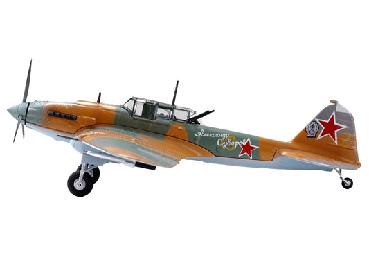 Ilyushin IL-2 Shturmovik Aircraft Camouflage "Alexander Suvorov Hero of the Soviet Union Lieutenant V.T. Aleksuhin 167th Guards Air Regiment 617 ShAP" (1943) Soviet Air Force 1/72 Diecast Model Airplane by Legion