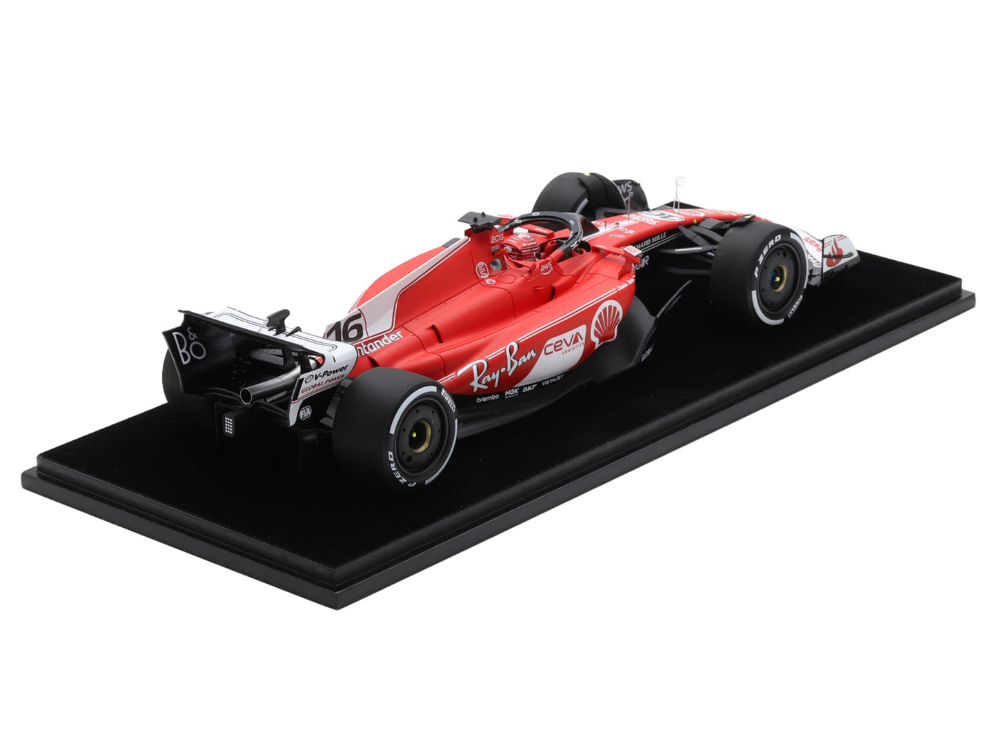 Ferrari SF-23 #16 Charles Leclerc 2nd Place Formula One F1 "Las Vegas GP" (2023) with Acrylic Display Case 1/18 Model Car by LookSmart