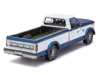 Model Kit 1982 Ford F-150 Pickup Truck Blue and White (Moderate Difficulty) Steel Model by Metal Earth