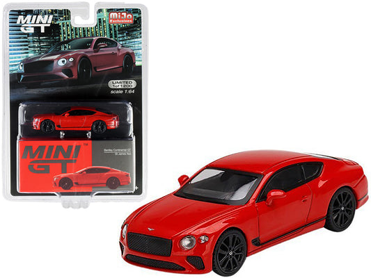 Bentley Continental GT St. James Red Limited Edition to 1200 pieces Worldwide 1/64 Diecast Model Car by Mini GT