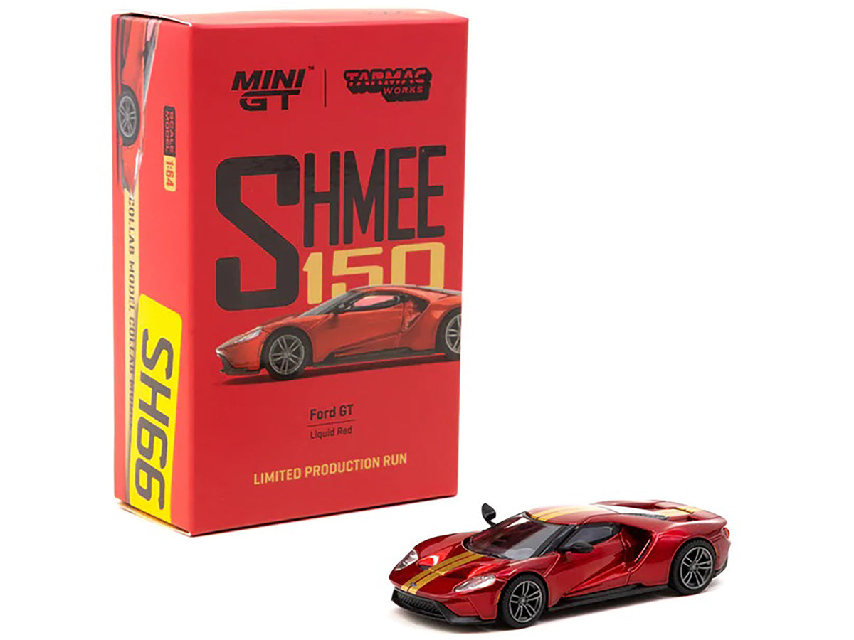 Ford GT Liquid Red Metallic with Gold Stripes "Shmee150 Collection" "Collaboration Model" 1/64 Diecast Model Car by Mini GT & Tarmac Works