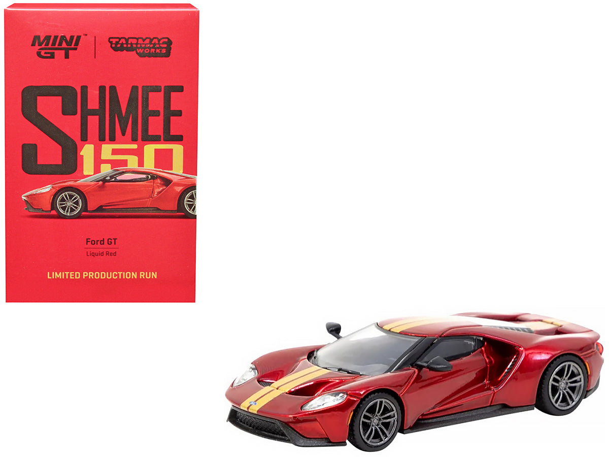 Ford GT Liquid Red Metallic with Gold Stripes "Shmee150 Collection" "Collaboration Model" 1/64 Diecast Model Car by Mini GT & Tarmac Works