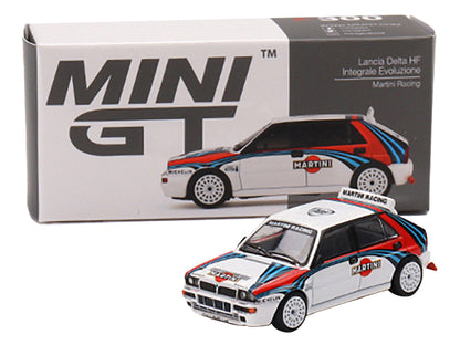 Lancia Delta HF Integrale Evoluzione White with Graphics "Martini Racing" 1/64 Diecast Model Car by Mini GT