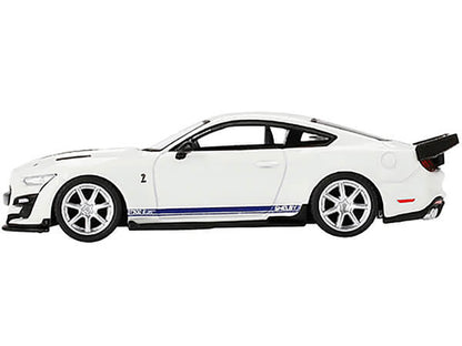 Ford Mustang Shelby GT500 Dragon Snake Concept Oxford White with Blue Stripes and Graphics Limited Edition to 4200 pieces Worldwide 1/64 Diecast Model Car by Mini GT