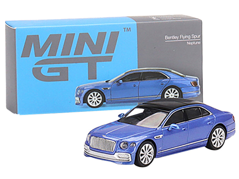 Bentley Flying Spur with Sunroof Neptune Blue Metallic with Black Top Limited Edition to 2400 pieces Worldwide 1/64 Diecast Model Car by Mini GT