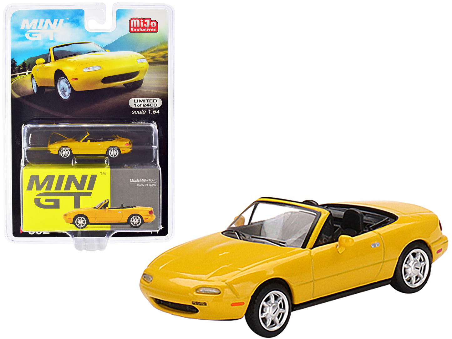 Mazda Miata MX-5 (NA) Convertible Sunburst Yellow Limited Edition to 2400 pieces Worldwide 1/64 Diecast Model Car by Mini GT