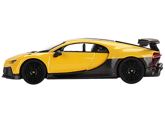 Bugatti Chiron Pur Sport Yellow and Carbon Limited Edition to 4200 pieces Worldwide 1/64 Diecast Model Car by Mini GT