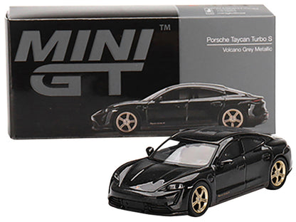 Porsche Taycan Turbo S Volcano Gray Metallic Limited Edition to 1800 pieces Worldwide 1/64 Diecast Model Car by Mini GT