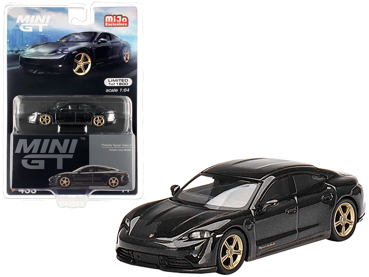 Porsche Taycan Turbo S Volcano Gray Metallic Limited Edition to 1800 pieces Worldwide 1/64 Diecast Model Car by Mini GT