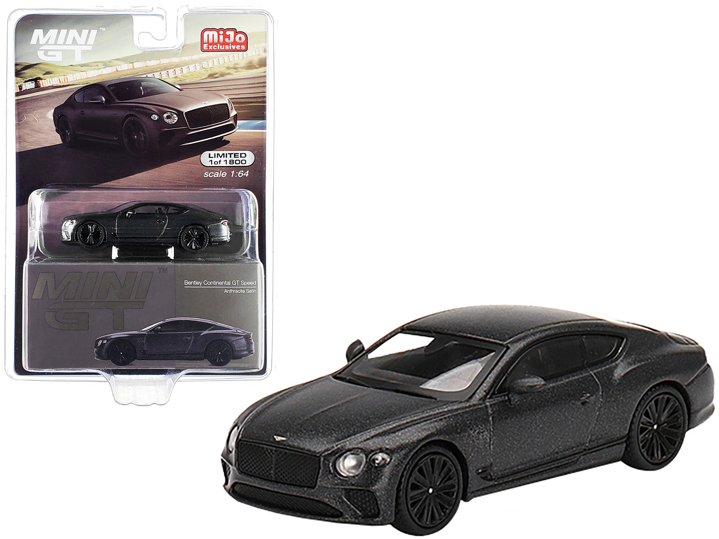 Bentley Continental GT Speed Anthracite Satin Gray Metallic Limited Edition to 1800 pieces Worldwide 1/64 Diecast Model Car by Mini GT