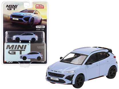 Hyundai Kona N Performance Light Blue Limited Edition to 1800 pieces Worldwide 1/64 Diecast Model Car by Mini GT