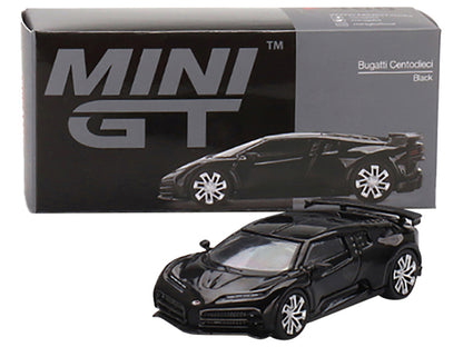 Bugatti Centodieci Black Limited Edition to 3600 pieces Worldwide 1/64 Diecast Model Car by Mini GT