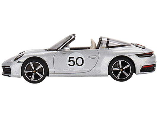 Porsche 911 Targa 4S #50 GT Silver Metallic "Heritage Design Edition" Limited Edition to 2400 pieces Worldwide 1/64 Diecast Model Car by Mini GT