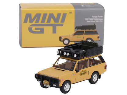 Range Rover with Roofrack Tan "Camel Trophy - Papua New Guinea Team USA" (1982) Limited Edition to 2400 pieces Worldwide 1/64 Diecast Model Car by Mini GT