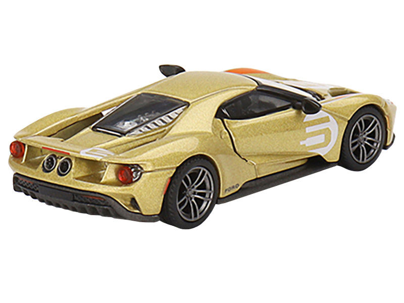 Ford GT #5 "Holman Moody Heritage Edition" Gold Metallic with Red Accents Limited Edition to 1800 pieces Worldwide 1/64 Diecast Model Car by Mini GT