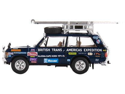 Land Rover Range Rover Blue "1971 British Trans-Americas Expedition (VXC-868K)" with Roof Rack and Ladder Limited Edition to 3000 pieces Worldwide 1/64 Diecast Model Car by Mini GT