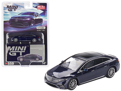 Mercedes-Benz EQS 580 4MATIC Nautical Blue Metallic Limited Edition to 2400 pieces Worldwide 1/64 Diecast Model Car by Mini GT