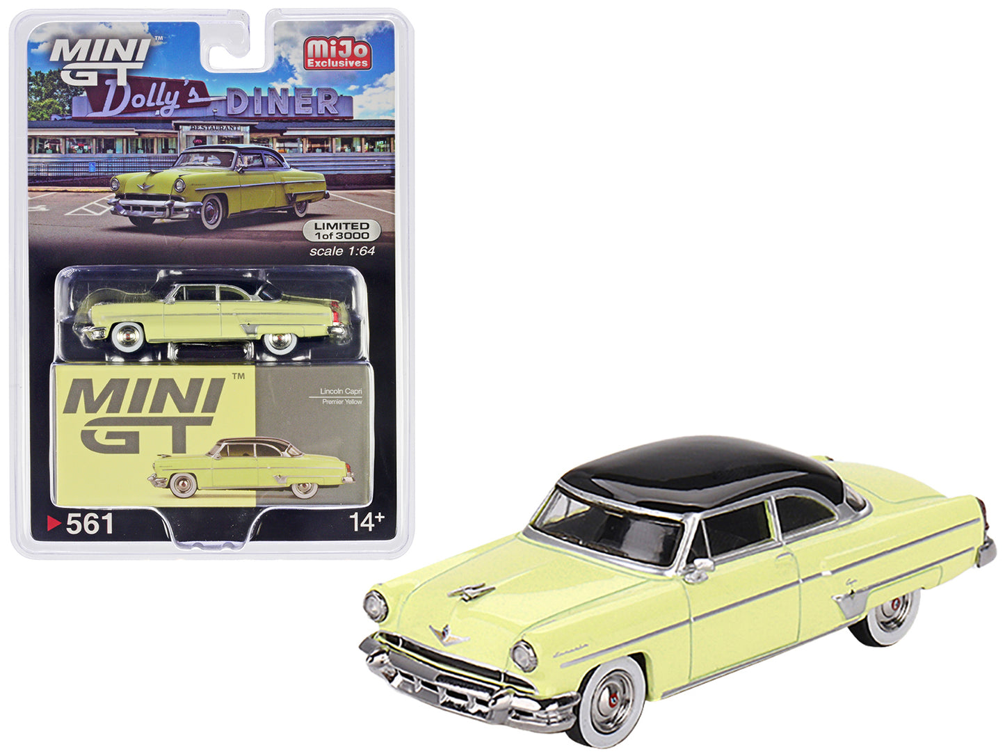 1954 Lincoln Capri Premier Yellow with Black Top Limited Edition to 3000 pieces Worldwide 1/64 Diecast Model Car by Mini GT