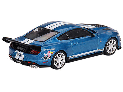 Shelby GT500 Dragon Snake Concept Ford Performance Blue Metallic with White Stripes Limited Edition to 4200 pieces Worldwide 1/64 Diecast Model Car by Mini GT