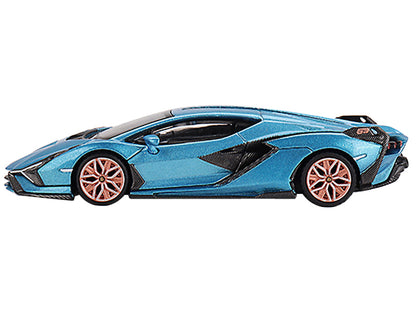 Lamborghini Sian FKP 37 Blu Aegir Blue Metallic Limited Edition to 6960 pieces Worldwide 1/64 Diecast Model Car by Mini GT