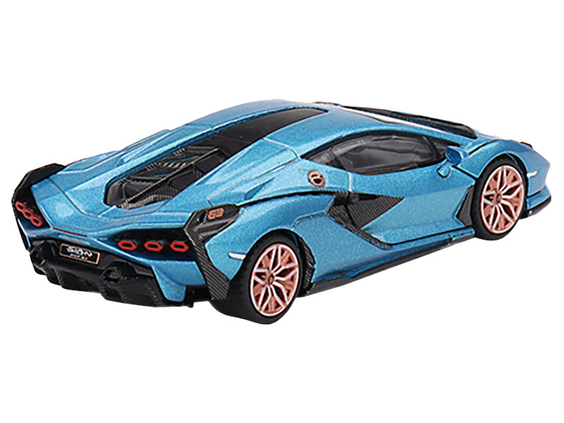 Lamborghini Sian FKP 37 Blu Aegir Blue Metallic Limited Edition to 6960 pieces Worldwide 1/64 Diecast Model Car by Mini GT