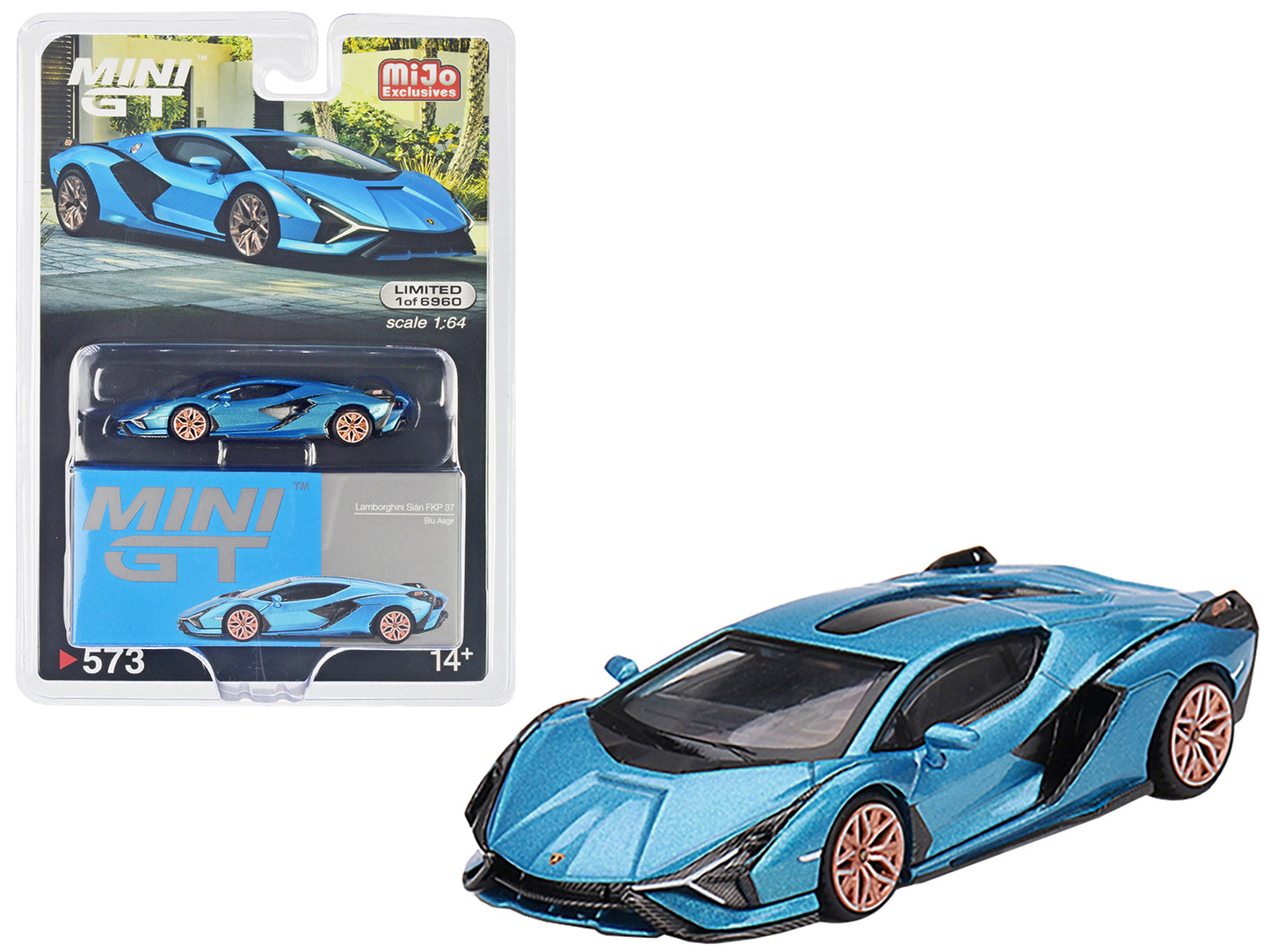 Lamborghini Sian FKP 37 Blu Aegir Blue Metallic Limited Edition to 6960 pieces Worldwide 1/64 Diecast Model Car by Mini GT