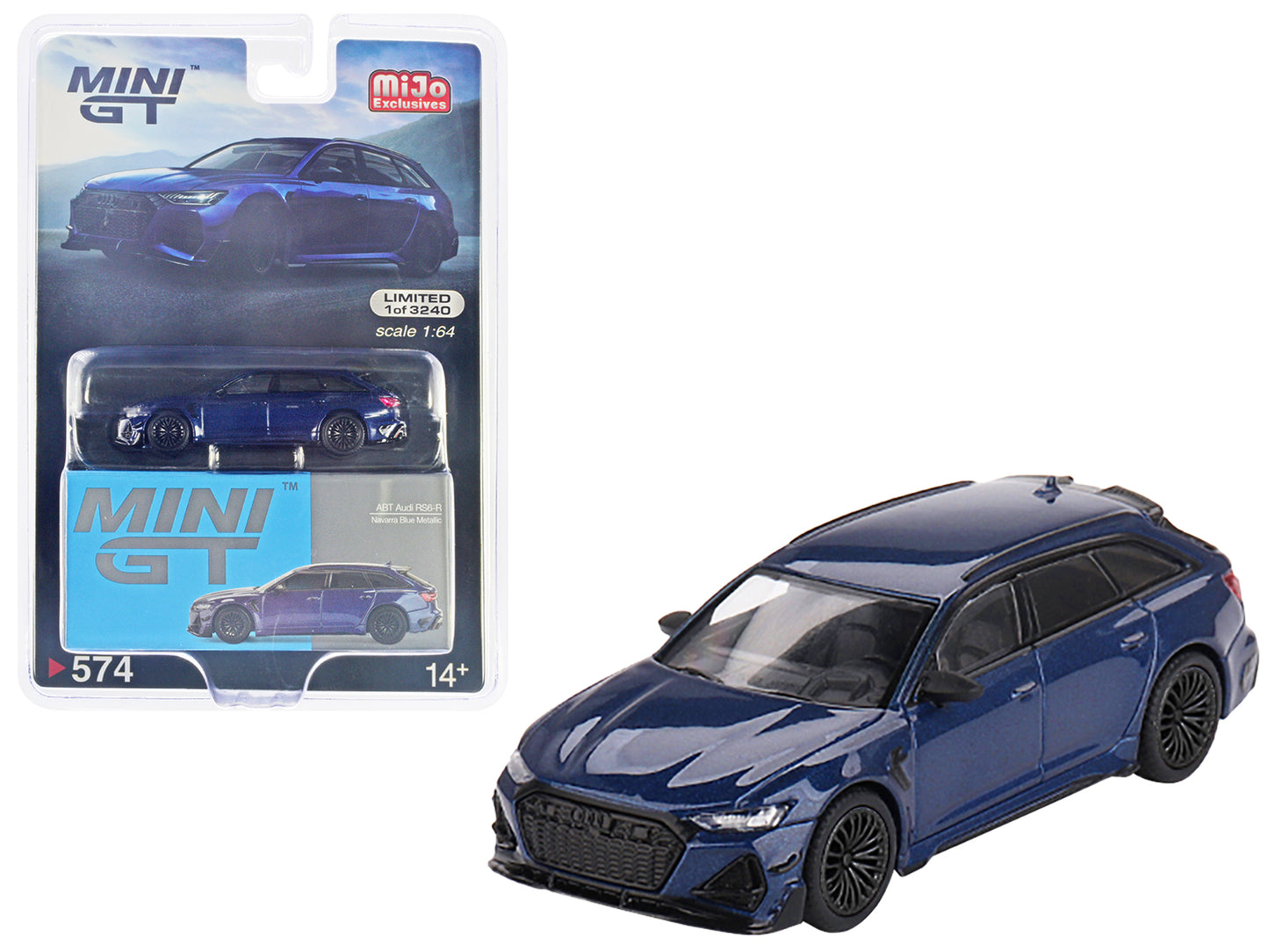 Audi RS6-R ABT Navarra Blue Metallic Limited Edition to 3240 pieces Worldwide 1/64 Diecast Model Car by Mini GT