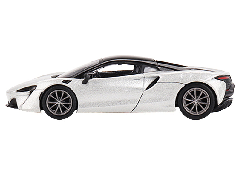 McLaren Artura Ice Silver Metallic with Black Top Limited Edition to 2040 pieces Worldwide 1/64 Diecast Model Car by Mini GT