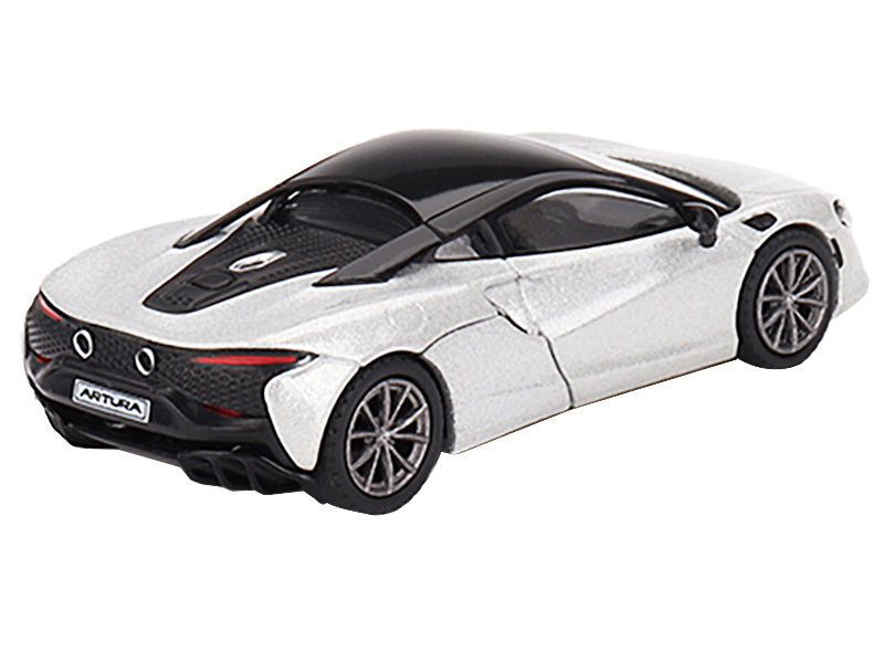 McLaren Artura Ice Silver Metallic with Black Top Limited Edition to 2040 pieces Worldwide 1/64 Diecast Model Car by Mini GT