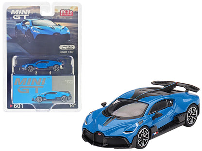 Bugatti Divo Blu Bugatti Blue with Carbon Top Limited Edition to 3600 pieces Worldwide 1/64 Diecast Model Car by Mini GT