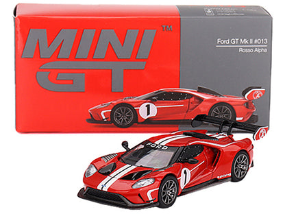 Ford GT MK II #1 Rosso Alpha Red with White Stripes Limited Edition to 2760 pieces Worldwide 1/64 Diecast Model Car by Mini GT