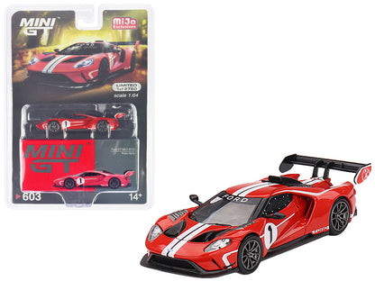 Ford GT MK II #1 Rosso Alpha Red with White Stripes Limited Edition to 2760 pieces Worldwide 1/64 Diecast Model Car by Mini GT